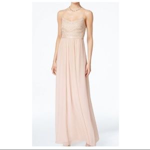 Adrianna Papell Beaded Chiffon Dress in Blush